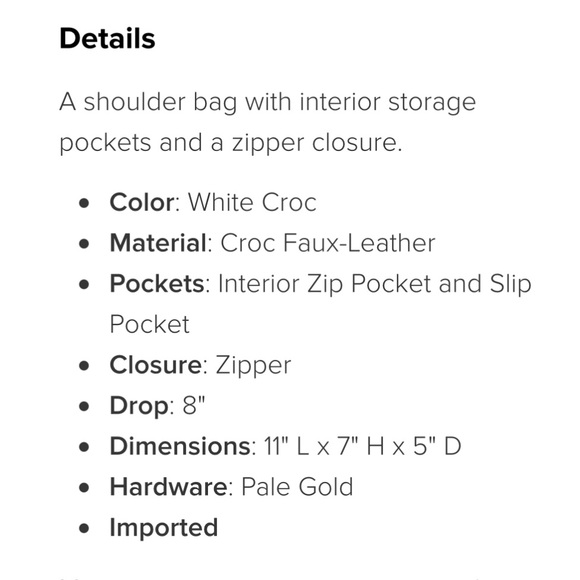 NWT JustFab Faux Croc Shoulder Bag in White - Picture 11 of 12